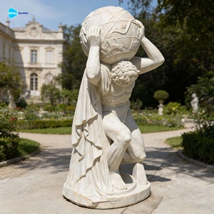 تمثال أطلس روماني كلاسيكي بالحجم الطبيعي من الرخام الأبيض يحمل الأرض - Product Image 6