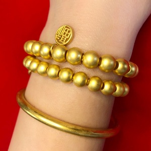 Hot Verkoop Gouden Armband 24K <span class=keywords><strong>Chinese</strong></span> Stijl Gouden Kralen Armband Voor Baby Met <span class=keywords><strong>Chinese</strong></span> Geluksbrenger - Product Image 6