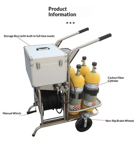 Equipo de Respiración de Alta Presión Montado en Carro Móvil con Tubo Largo, con 2 o 4 Cilindros de Gas y una Máscara Facial de Acero Inoxidable. - Product Image 2