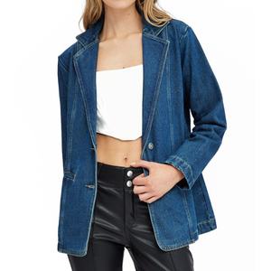 Blazer de Mezclilla para Mujer, Nuevo Diseño, Alta Calidad, Corte Entallado, Cuello de Solapa, Chaqueta Casual de Manga Larga - Product Image 4