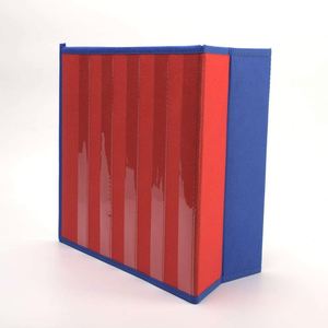 Tableau de classement à double poche pliable et autoportant pour l'école et la maison, 12x13 pouces, en tissu non tissé rouge/bleu - Product Image 6