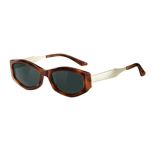 Lunettes <span class=keywords><strong>de</strong></span> soleil hexagonales tendance en acétate avec pont métallique or/argent, logo <span class=keywords><strong>de</strong></span> marque personnalisé, monture rétro petite, OEM ODM, directement <span class=keywords><strong>de</strong></span> l'usine - Product Image 2