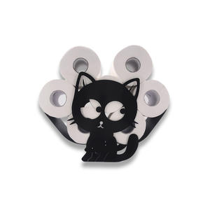 Porte-papier drôle en forme d'animal, design personnalisé, bon prix, pour salle de bain, cuisine, montage mural et sur pied, porte-papier en métal, porte-papier toilette pour chat, noir - Product Image 1