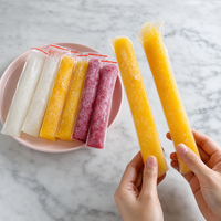 Eco-vriendelijke, voedselveilige, wegwerp PE plastic ijslollyzakjes met ritssluiting, DIY ijslollyvormpjes voor fruit smoothies, sap en yoghurt