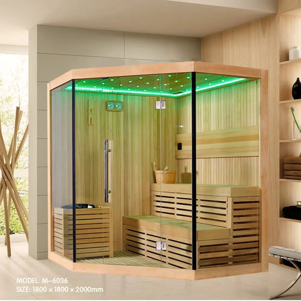 Sauna carré à vapeur en bois intérieur en bois finlandaise à vapeur sèche Monalisa Sauna pour 6 personnes