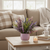 Buket Bunga Lavender Buatan Warna Ungu Campuran, Rangkaian Lavender Palsu dengan Sentuhan Alami untuk Dekorasi Meja Rumah Gaya Farmhouse