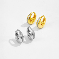 Fuamia perhiasan zirkonia halus berlapis emas 18K anting-anting Hoop Mini perak murni 925