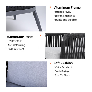 Juego de Sofás de Jardín de Aluminio de Lujo, Muebles de Exterior Modernos, Sofá de Patio Resistente a la Intemperie para Villa, Hotel, Resort - Product Image 3