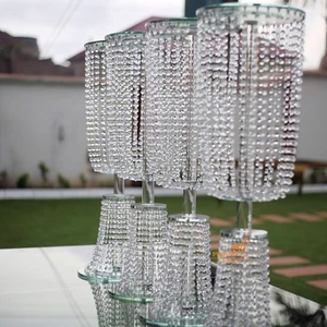 <strong>Wedding</strong> <strong>Table</strong> <strong>Top</strong> <strong>Decorations</strong> Round Shape Flower Arrange Centerpieces Glass Hanging Crystals Flower Stands Wholesale - Product Image 5