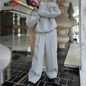 Heavyweight 400gsm Luxury Sweatshirts and Wide Leg Straight Trousers Two Piece <strong>Men</strong> <strong>Clothes</strong> Tracksuits Set for <strong>Men</strong> - Product Image 2