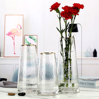 Vase de luxe en métal doré de style européen, vase en verre de décoration de mariage pour la maison