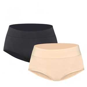 Culottes Triangle Femme Grande Taille en Modal à Taille Élastique Large, Coupe Haute, Extensibles, Confortables, Couleurs Unies Noir et Nude, Usage Quotidien - Product Image 2