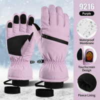 Gants chauds d'hiver pour écran tactile, imperméables et coupe-vent, gants de randonnée d'hiver pour hommes et femmes à cinq doigts