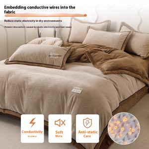 Biancheria da letto personalizzata <span class=keywords><strong>Set</strong></span> trapunta in velluto ispessito <span class=keywords><strong>Set</strong></span> quattro pezzi caldo doppio lato fogli di <span class=keywords><strong>flanella</strong></span> singolo <span class=keywords><strong>Set</strong></span> - Product Image 3