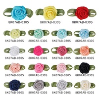 Mini-roses en ruban MSD, fleurs artificielles en tissu, feuilles vertes, rosettes multicolores, haute tenacité, pour usage intérieur toutes saisons