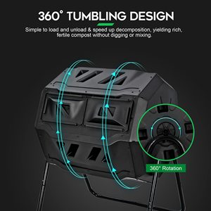 Poubelle roulante de jardin de 43 gallons Tumbler Waste Tumbling <span class=keywords><strong>Compost</strong></span> Barrel BPA Free Gardening Tool Composter with Metal Stand - Product Image 5