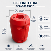 Flotador de Pontón Cilíndrico Rojo de PE de 200mm de DI, 500*800mm, para Tuberías, Uso Marino en Petróleo y Gas, Directo de Fábrica, Personalizado OEM