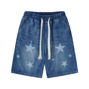 Pantalones cortos elásticos de estrellas de inyección Digital personalizados de nuevo estilo, pantalones cortos de mezclilla de alta calidad para hombre, ropa de entrenamiento informal