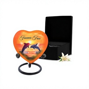 Urna de recuerdo de urna de corazón para cenizas humanas para mujeres y hombres con caja y bolsa Honra a tu ser querido con urna de corazón conmemorativa - Product Image 1