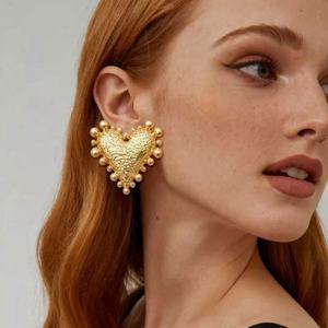 Pendientes de Botón de Acero Inoxidable de Moda, Resistentes al Agua, Chapados en Oro de 18K, con Textura de Martillo, Geométricos, Ojo de Diablo, para Mujer, para Fiesta - Product Image 3