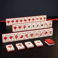 Jeu de Mahjong en Acrylique Personnalisé de 160 Pièces, Motif Lanterne Chinoise Rouge et Blanc, Tuiles de Mahjong Américaines pour Soirée de Jeu en Famille