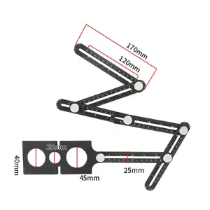 Toptan cetvel Protractors ayarlanabilir zemin delik bulucu ağaç İşleme evrensel Puncher kiremit aracı 6-Sides çok açılı ölçüm