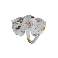 Ornement de tête d'éléphant d'intérieur fait à la main en polyrésine colorée bibelots artisanat en résine personnalisable pour la décoration intérieure en gros