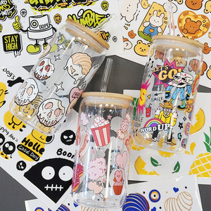 Không thấm nước UV dtf cup bọc chuyển Sticker 16oz vinyl bọc ly thủy tinh nhãn cho cup kết thúc tốt đẹp chuyển in ấn, UV dtf Sticker - Product Image 1