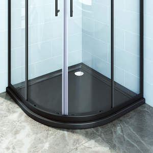 Taille personnalisée cadre noir incurvé Quadrant porte coulissante cabine de douche coin verre trempé écran de bain - Product Image 2