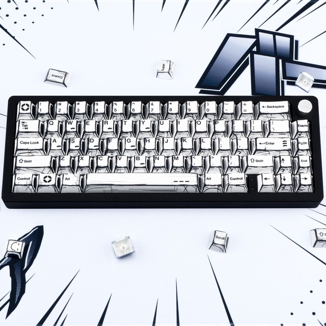 NEW Caricature Style Keycap White Cherry Profile PBT Dye Sublimation 140Key Full Set for Mechanical Gaming Keyboards