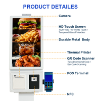 Kiosque en libre-service tactile capacitif 23,8/27/32 pouces avec imprimante et lecteur de carte de crédit pour la commande, la navigation des menus pour les restaurants de restauration rapide et les cafés
