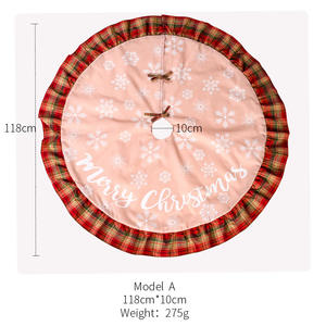 LONGSTAR nuova decorazione natalizia lino <span class=keywords><strong>Plaid</strong></span> bordato gonna albero lettera fiocco di neve finto lino albero fondo grembiule vestito - Product Image 3