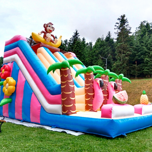 Tobogán inflable comercial de flamenco rosa para niños, castillo inflable de doble carril con tobogán de flamenco para fiestas al aire libre - Product Image 1