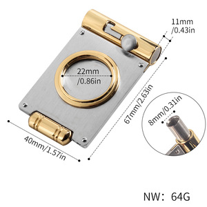 Cortador y Perforador de Cigarros 2 en 1 de Acero Inoxidable al por Mayor, 67*40mm |   Herramienta de Marca Privada con Logotipo Personalizado |   Yunang Smoking OEM - Product Image 3
