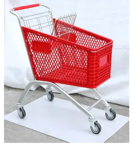 卸売 レッドトロリーショッピングカート-アメリカスタイルの赤いプラスチックスーパーマーケットショッピングトロリーカート