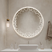 Miroir intelligent à écran tactile LED éclairé pour salle de bain, design créatif gravé circulaire Laser Tornado