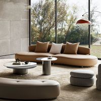 Ensemble de tables basses en marbre naturel de forme personnalisée, style minimaliste italien, avec structure en acier inoxydable, table créative d'inspiration mid-century