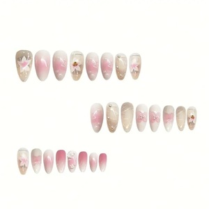 <span class=keywords><strong>Faux</strong></span> <span class=keywords><strong>ongles</strong></span> 3D en relief, dégradé rose nude, motif floral, autocollants amovibles pour extensions d'<span class=keywords><strong>ongles</strong></span>, vente en gros - Product Image 3