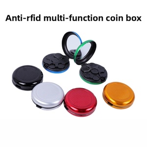 Porte-monnaie rond portable <span class=keywords><strong>en</strong></span> alliage d'aluminium avec miroir pour le voyage, étui <span class=keywords><strong>de</strong></span> rangement pour pièces <span class=keywords><strong>de</strong></span> monnaie <span class=keywords><strong>en</strong></span> euros - Product Image 6