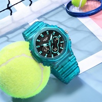 Jam Tangan Olahraga Unisex SMAEL 8120 Tahan Air Analog-Digital Bercahaya Alarm Stopwatch Tali TPU Tahan Air 5BAR ESPON