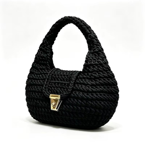 Bolso <span class=keywords><strong>de</strong></span> Mano Tejido a Crochet Hecho a Mano, Estilo Francés, Forma <span class=keywords><strong>de</strong></span> Media Luna, Bolso <span class=keywords><strong>de</strong></span> Tela Tejida, Venta al Por Mayor, OEM, Personalizado - Product Image 4