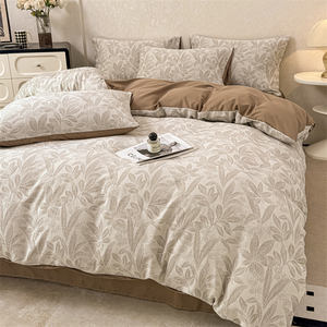 Parure de <span class=keywords><strong>Lit</strong></span> Housse de Couette et Drap 100% Coton Tissé Teint Jacquard Trois Fils Série Luxe Ensemble Quatre Pièces Drap de <span class=keywords><strong>Lit</strong></span> Housse de Couette - Product Image 1