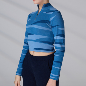 Fabricant de vêtements en tricot sur mesure, pull à fermeture éclair, manches longues, pull court pour femmes - Product Image 5