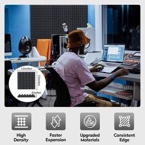 Paneles de Espuma Acústica Negra de Alta Densidad, Pirámide, Insonorizantes, de Madera, para Gimnasio, Paneles de Espuma para Insonorización de Paredes - Product Image 3