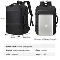 Mochila de negocios unisex de gran capacidad, duradera, con USB, Oxford, expandible, de poliéster, para viajes, escuela, portátil.