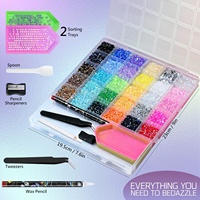 CY Vente en gros 24000 pièces Kit de strass en résine, Pierres plates multicolores AB en 24 compartiments pour Nail Art et loisirs créatifs