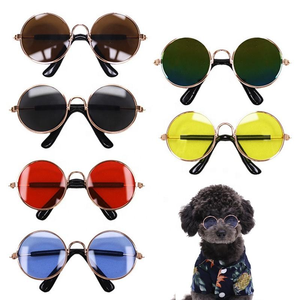 Lunettes de soleil amusantes pour chat et chien, lunettes pour animaux de compagnie, rondes, en métal, petites, classiques, rétro - Product Image 1