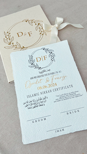 Certificat de <span class=keywords><strong>Mariage</strong></span> Islamique Élégant de Luxe à Couverture Rigide Certificat de Nikah <span class=keywords><strong>Faire</strong></span>-<span class=keywords><strong>Part</strong></span> de <span class=keywords><strong>Mariage</strong></span> en Lin - Product Image 4