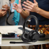 Headset Nirkabel OMFox Harga Pabrik untuk PC TV, Qualcomm ENC BT 5.5 Tipe-C IPX-3 Tahan Air, Mikrofon Eksternal, Bersertifikasi CE/FCC
