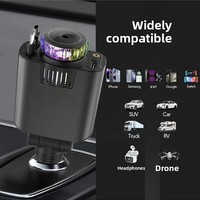 Chargeur de voiture 4-en-1 45W PD en alliage avec diffuseur de parfum, charge rapide, adaptateur de chargeur de téléphone rétractable 5V/2.4A et pulvérisateur d'aromathérapie